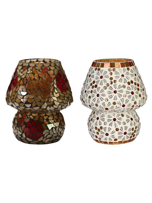 colorful hand decorative designer mosaic table lamp combo set (decorative with beads and chips) - 15215804 - Very Small Image - 1