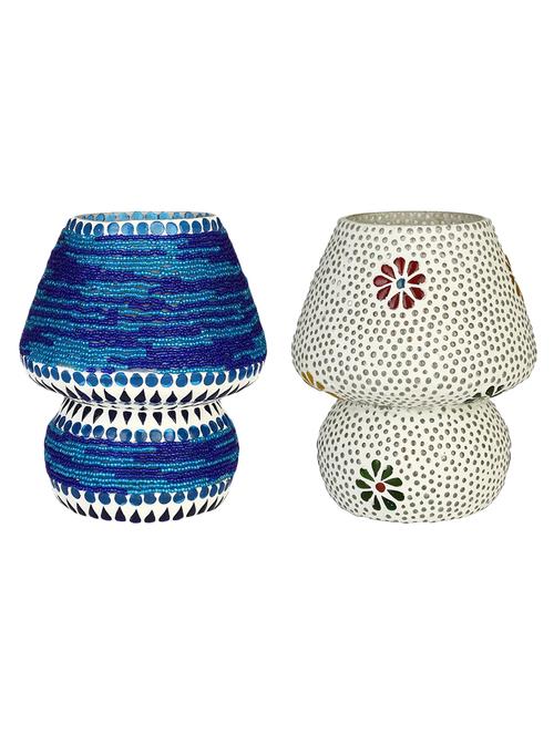 colorful hand decorative designer mosaic table lamp combo set (decorative with beads and chips) - 15215811 - Very Small Image - 1