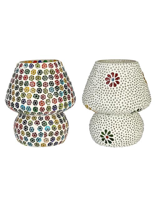 colorful hand decorative designer mosaic table lamp combo set (decorative with beads and chips) - 15215814 - Very Small Image - 1