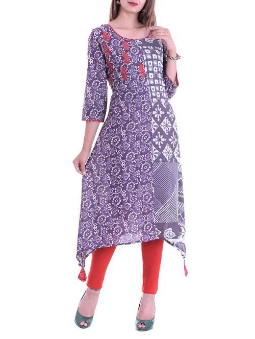 embroidered asymmetric kurta - 15216073 - Very Small Image - 1
