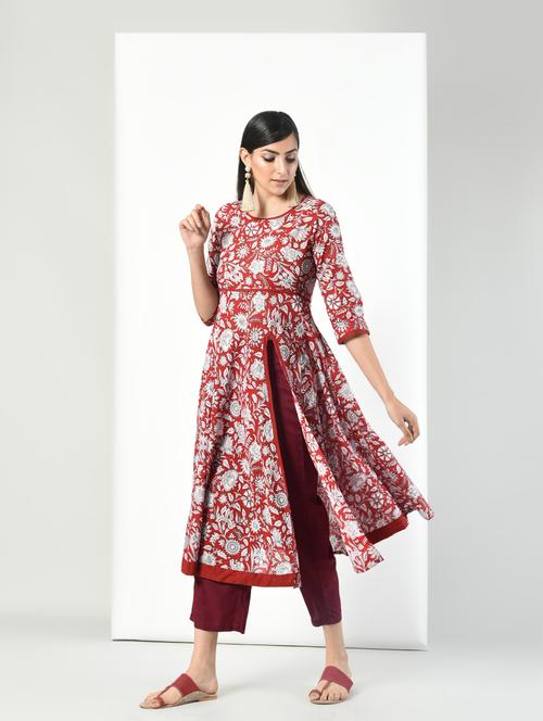 floral printed flared kurta - 15216079 - Very Small Image - 1