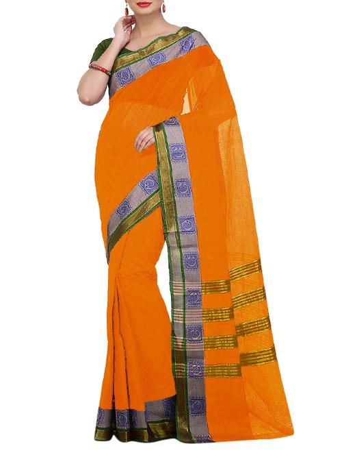 yellow cotton bordered saree - 15216164 - Very Small Image - 1
