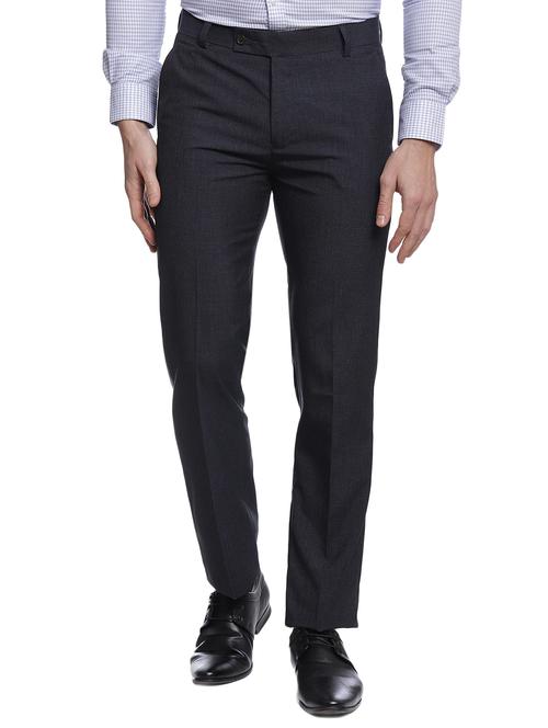 grey cotton flat front formal trouser - 15216330 - Very Small Image - 1