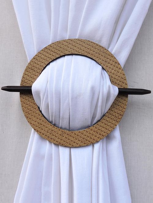 decorative handmade medium density fibreboard curtain tieback holder round brown color - 15217508 - Very Small Image - 1