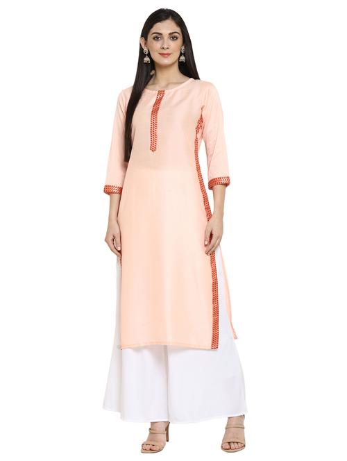 orange raw silk straight kurta - 15217582 - Very Small Image - 1