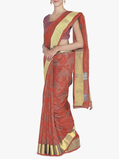 maroon art silk woven saree with blouse - 15218020 - Very Small Image - 1
