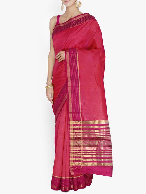 magenta art silk bordered saree with blouse - 15218021 - Very Small Image - 1