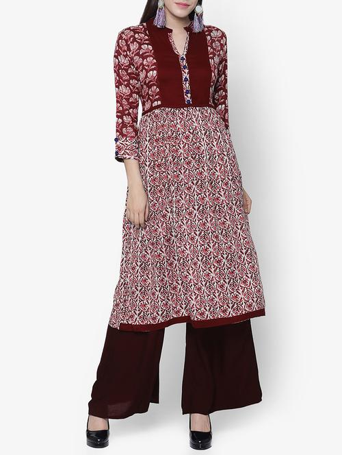 red viscose a-line kurta - 15218041 - Very Small Image - 1