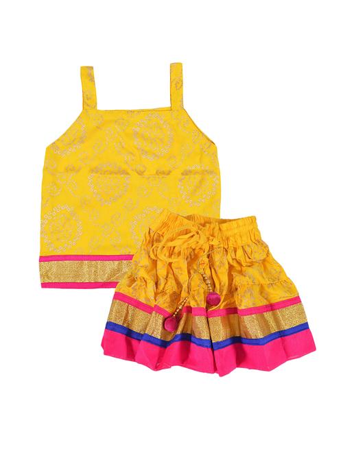 yellow cotton lehenga choli - 15218683 - Very Small Image - 1