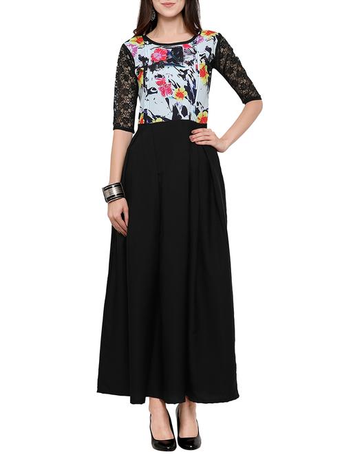 laced sleeve pleated maxi dress - 15218767 - Very Small Image - 1