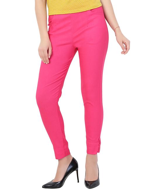 solid pink cotton trouser - 15219161 - Very Small Image - 1