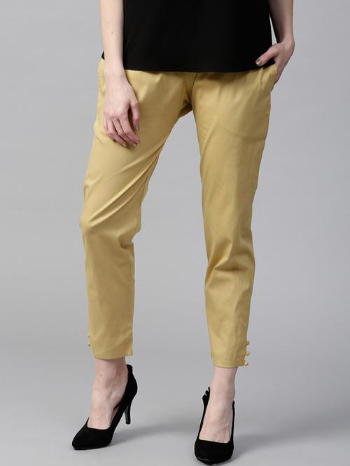 solid beige cotton trouser - 15219181 - Very Small Image - 1