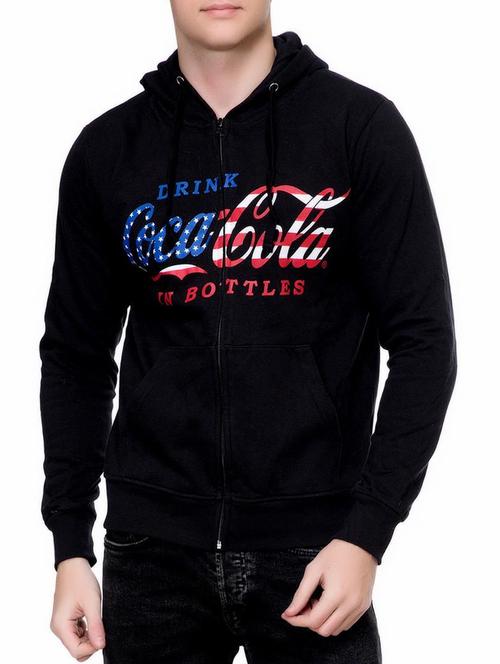 black fleece chest print sweatshirt - 15219594 - Very Small Image - 1