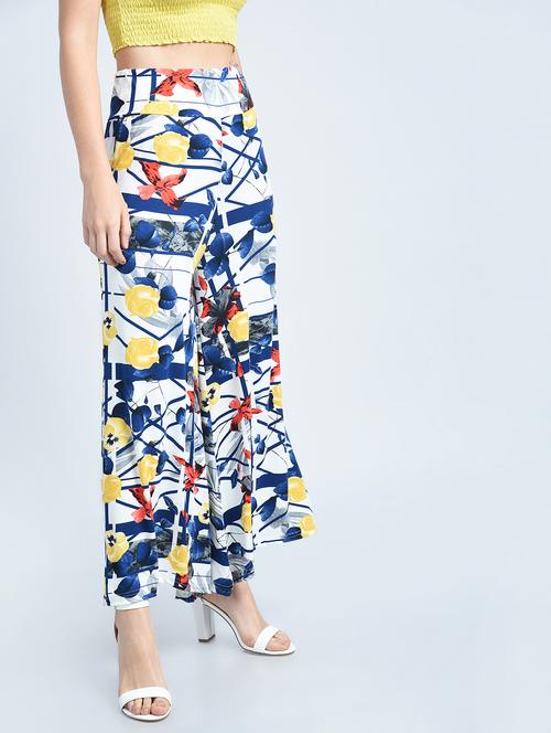 blue printed rayon palazzo - 15221126 - Very Small Image - 1
