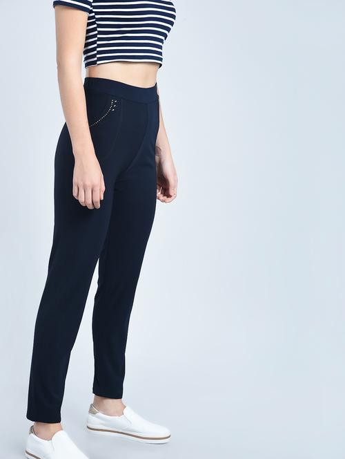 navy blue rayon jegging - 15221129 - Very Small Image - 1
