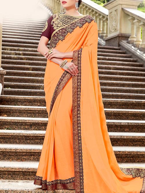 embroidered lace bordered saree with blouse - 15221298 - Very Small Image - 1