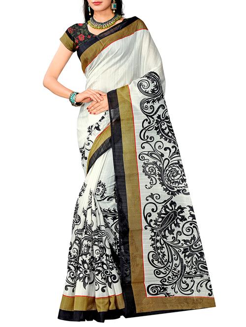 white art silk bhagalpuri saree with blouse - 15221338 - Very Small Image - 1