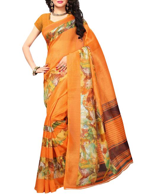 orange art silk bhagalpuri saree with blouse - 15221347 - Very Small Image - 1