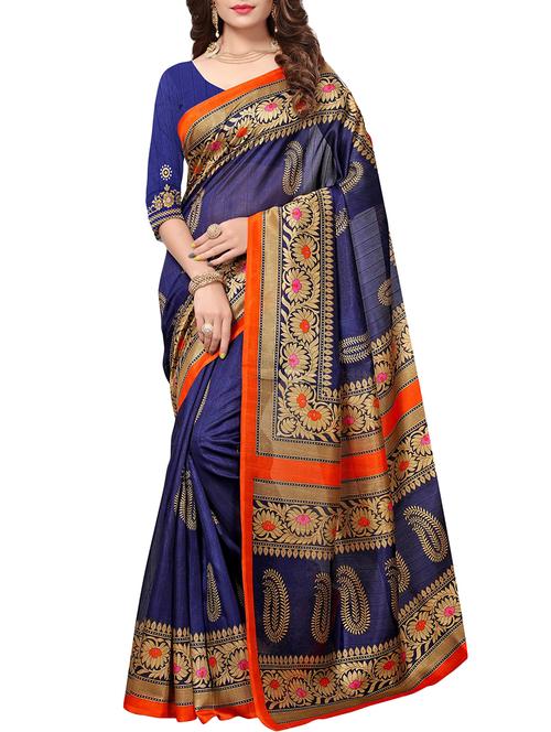 blue art silk bhagalpuri saree with blouse - 15221358 - Very Small Image - 1