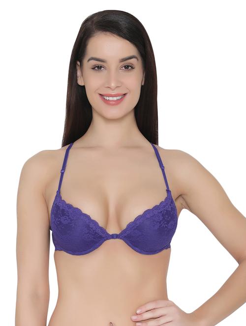 purple solid lacy bra - 15221717 - Very Small Image - 1