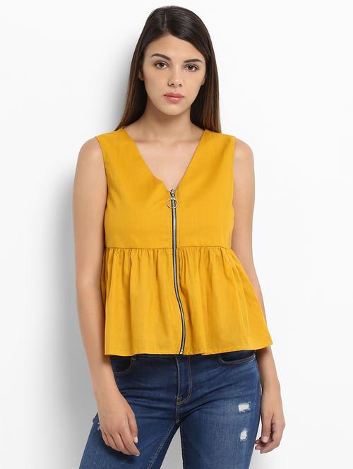 solid yellow cotton top - 15222337 - Very Small Image - 1