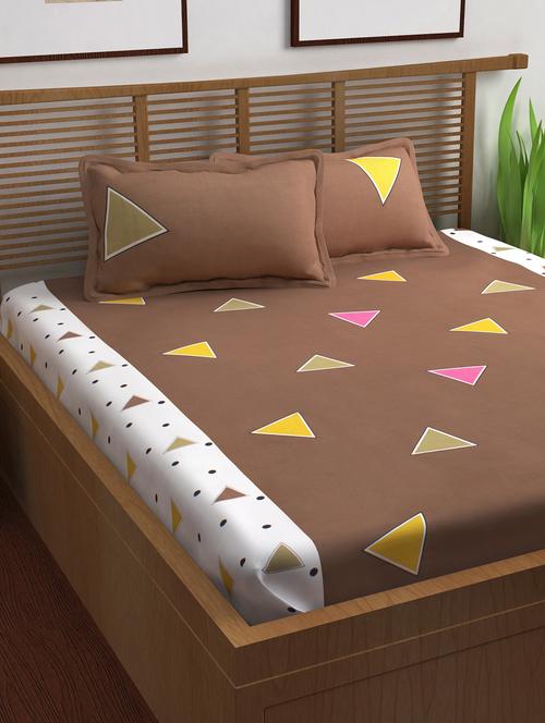 100% cotton double bedsheet with 2 pillow covers - 15223457 - Very Small Image - 1