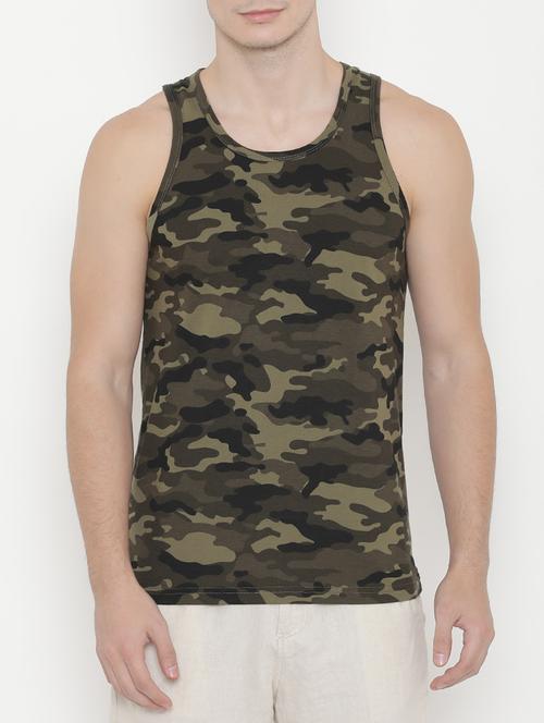 olive green cotton blend vest - 15223770 - Very Small Image - 1