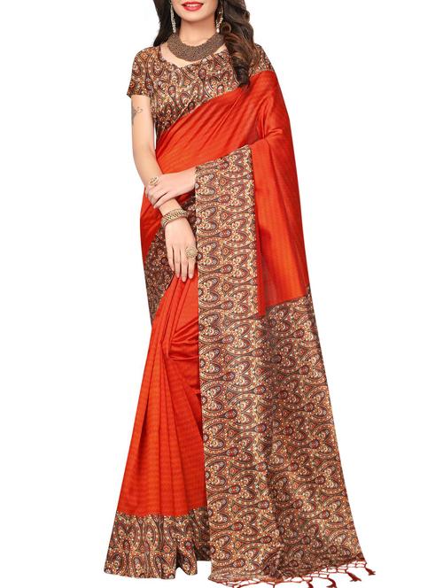 orange silk mysore saree with blouse - 15223910 - Very Small Image - 1