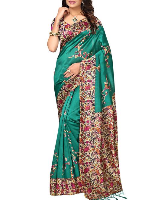 turquoise art silk mysore saree with blouse - 15223923 - Very Small Image - 1