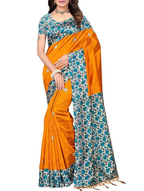 orange mysore silk saree with blouse - 15223953 - Very Small Image - 1