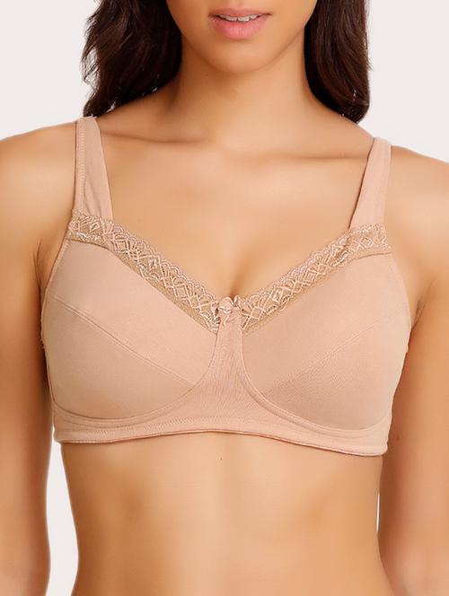 beige solid cotton bra - 15224034 - Very Small Image - 1