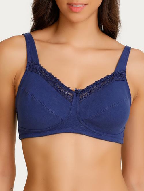 blue solid cotton bra - 15224035 - Very Small Image - 1