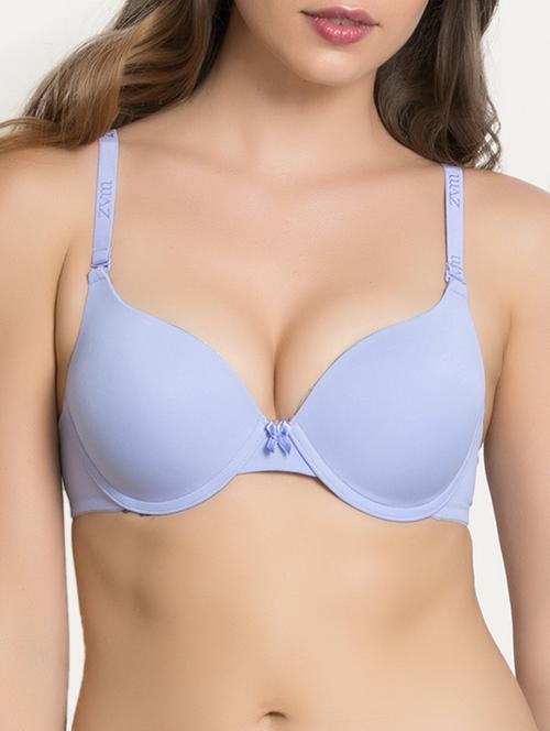 light blue solid nylon push up bra - 15224046 - Very Small Image - 1