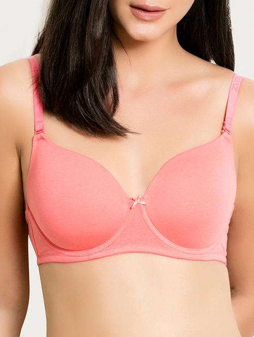 pink solid cotton t-shirt bra - 15224072 - Very Small Image - 1
