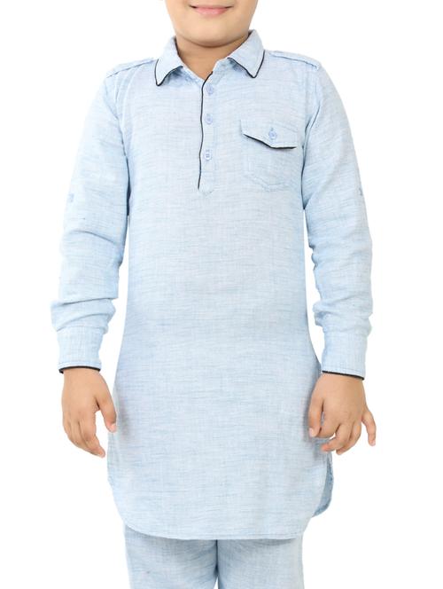 blue linen kurta set - 15224215 - Very Small Image - 1