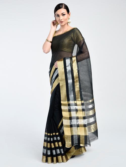 black art silk banarasi saree with blouse - 15224407 - Very Small Image - 1