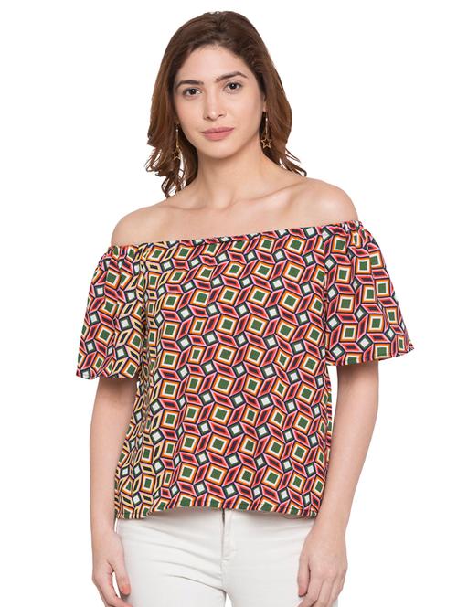 geometric print off shoulder top - 15224947 - Very Small Image - 1