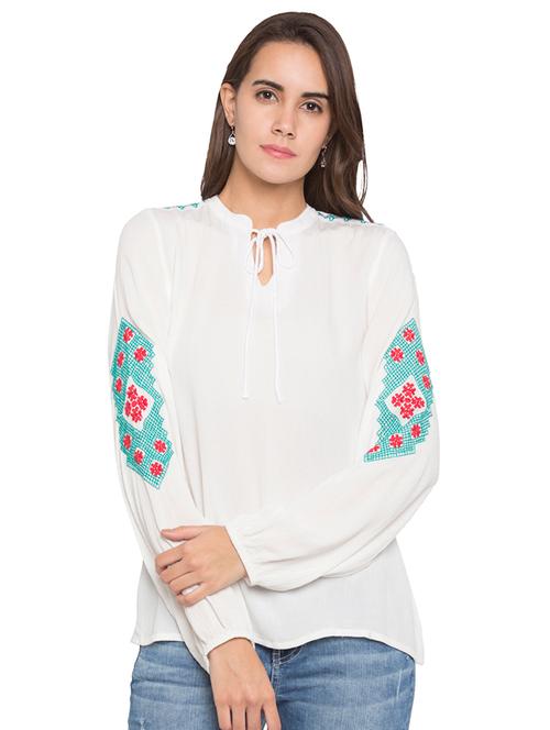 white solid viscose top - 15224948 - Very Small Image - 1