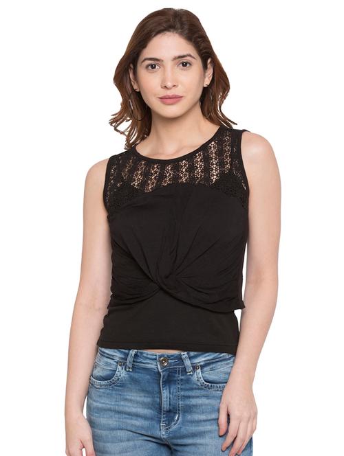 lace panel yoke draped top - 15224970 - Very Small Image - 1