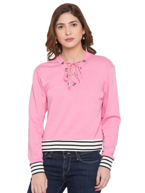 pink solid cotton sweatshirt - 15225011 - Very Small Image - 1