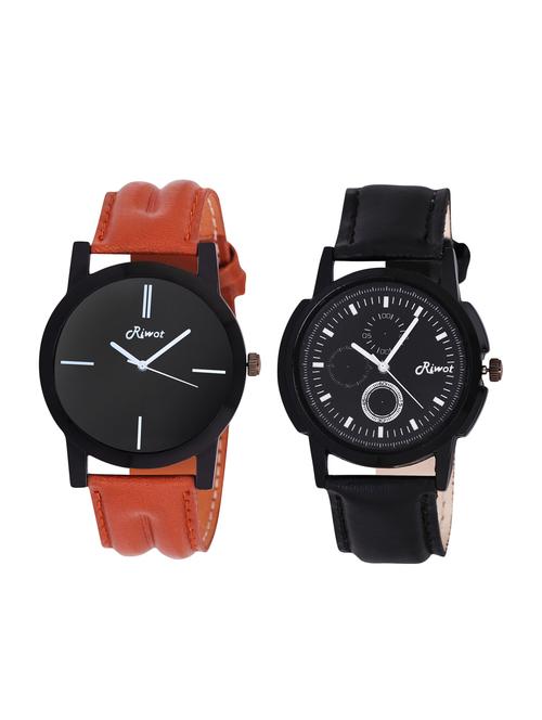 riwot black dial watches combo (kk-5-6) - 15225301 - Very Small Image - 1
