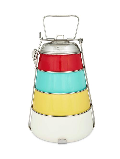 elan dabbawala 4 compartment tiffin box, stainless steel. - 15225304 - Very Small Image - 1