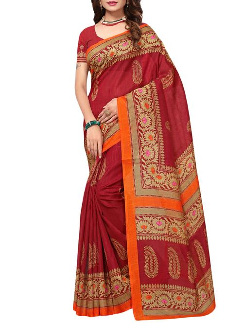 maroon art silk bhagalpuri saree with blouse - 15226269 - Very Small Image - 1