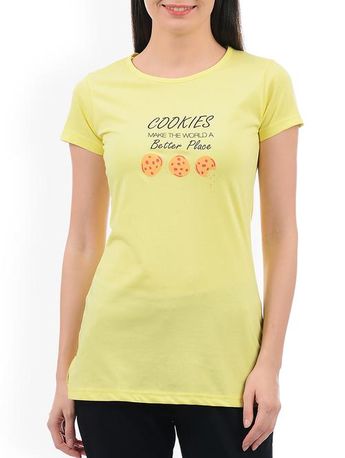 yellow slogan printed tee - 15226555 - Very Small Image - 1