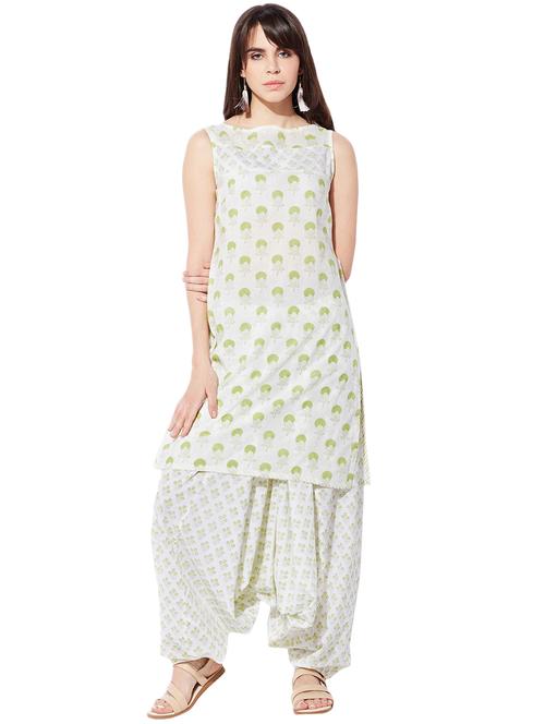 white cotton straight kurta - 15226719 - Very Small Image - 1