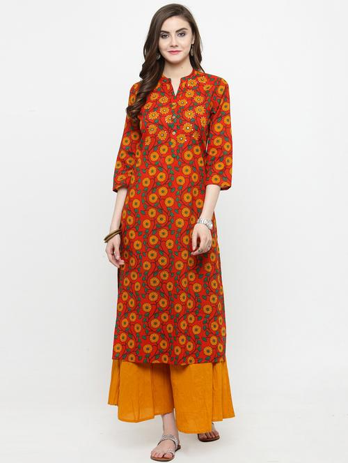 floral printed kurta palazzo set - 15227196 - Very Small Image - 1