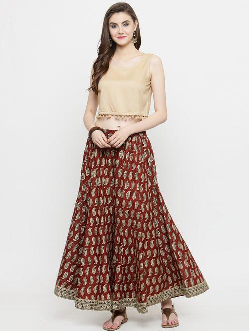 solid top with rust printed palazzo - 15227201 - Very Small Image - 1