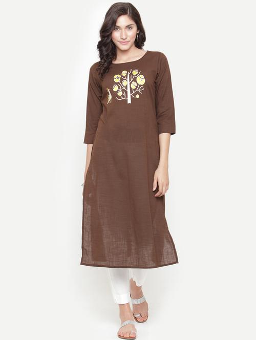embroidered straight kurta - 15227222 - Very Small Image - 1