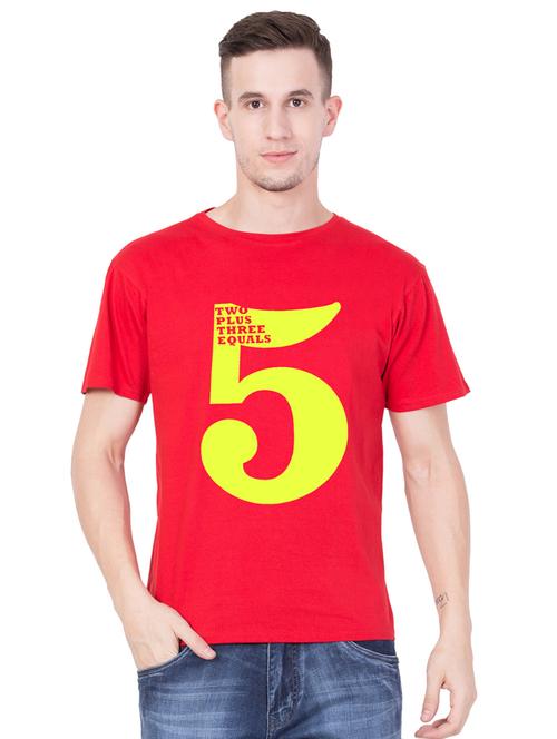 red cotton chest print tshirt - 15227338 - Very Small Image - 1