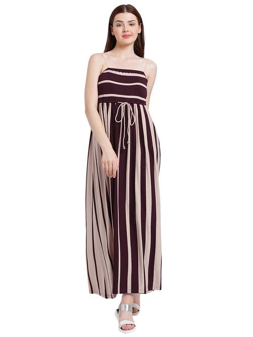 maroon striped viscose maxi dress - 15228178 - Very Small Image - 1